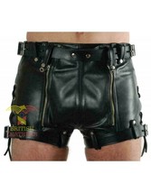 Men&#39;s Leather Chastity Shorts (Restraints) Bondage Fetish Play Leisure - $89.11