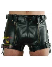 Men&#39;s Leather Chastity Shorts (Restraints) Bondage Fetish Play Leisure - £69.75 GBP