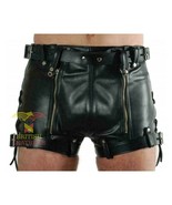 MEN&#39;S LEATHER CHASTITY SHORTS (RESTRAINTS) Bondage Fetish Play Leisure - $147.07 CAD