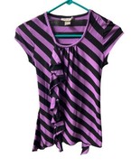 Bell Du Jour Tunic Top Girls L Purple and Black Striped Cap Sleeve - $5.05