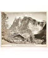 1920 Swiss Farmhouse Valley Alps Mountain Range Switzerland Book Print DWQ6 - $27.34 CAD