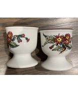 Villeroy and Boch Botanica China Egg Cups With Pink/ Red Flower Set of 2 - £31.27 GBP