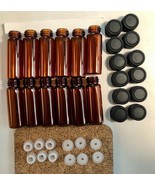1 Dram Glass Vials with black screw caps and silicone reducers, New, 72pc. - £30.95 GBP
