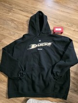 Vintage 2007 Reebok NHL Anaheim Ducks Black Long Sleeve Hoodie Sweatshir... - $17.77