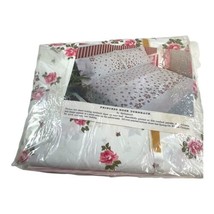 Vintage Springmaid Princess Rose Double Flat Sheet Pink And White 81 X10... - $56.09