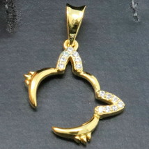 14k Yellow Gold Plated Simulated Diamond Cat Necklace Pendant Women Girls - £61.19 GBP