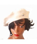 Large Unisex French Fleece Beret Hat Plain Solid Natural Color - $39.77 CAD