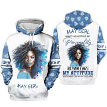 Personalized Afro May Girl My Personality Is Who I Am Hoodie 3D Print - £29.26 GBP+