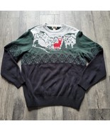 Dockers Winter Holiday Sweater Fair Isle Green Black Deer Moose Stag Men... - $29.77 CAD