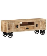  TV Cabinet Natural mango wood Rough mango wood, cast iron, MDF - $5,736.16 MXN