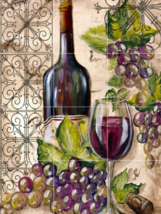 Tuscany wine vineyard purple grapes ceramic tile mural backsplash kitchen - £47.62 GBP+