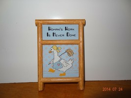 Womans Work is Never Done Cross Stitch Framed Plaque Goose Finished 7&quot; - £14.13 GBP