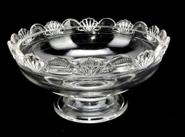 Footed Glass Candy Dish/Compote Bowl, Shell Scalloped Rim, Desserts, Vegetables - £23.66 GBP