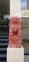 Foodog statue Natural red stone Lion stone statue Garden Gate figurines  - £7,360.86 GBP