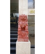 Foodog statue Natural red stone Lion stone statue Garden Gate figurines  - £7,285.27 GBP