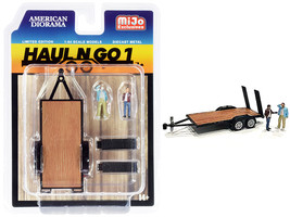 \Haul N Go 1&quot; Trailer And 2 Figurines Diecast Set Of 3 Pieces For 1/64 Scale Mo - £19.73 GBP