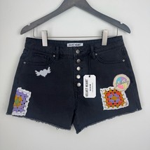 Velvet Heart High Rise Denim shorts Size 29 dark stone 90s Raw Hem Patch... - $933.57 MXN