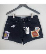 Velvet Heart High Rise Denim shorts Size 29 dark stone 90s Raw Hem Patch... - $937.97 MXN