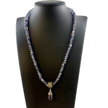 Vintage Amethyst Beaded Sterling Pendant Necklace - $62.62