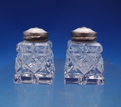 Norwegian Sterling Silver Glass Salt Pepper Shaker Set 2pc White Enamel (#6896) - £62.51 GBP