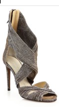 Valentina Carrano Hypathia Night Sparkle Gold Pewter Sandals $945 - £67.26 GBP