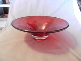 Red &amp; Clear Glass Pedestal Fruit or Flower Bowl from Telaflora - $45.00