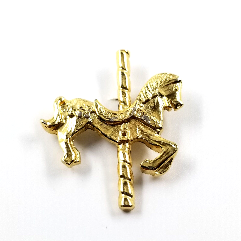 VTG Carousel Horse Gold Tone Lapel Pin Tie Tack Fashion Jewelry - $9.99