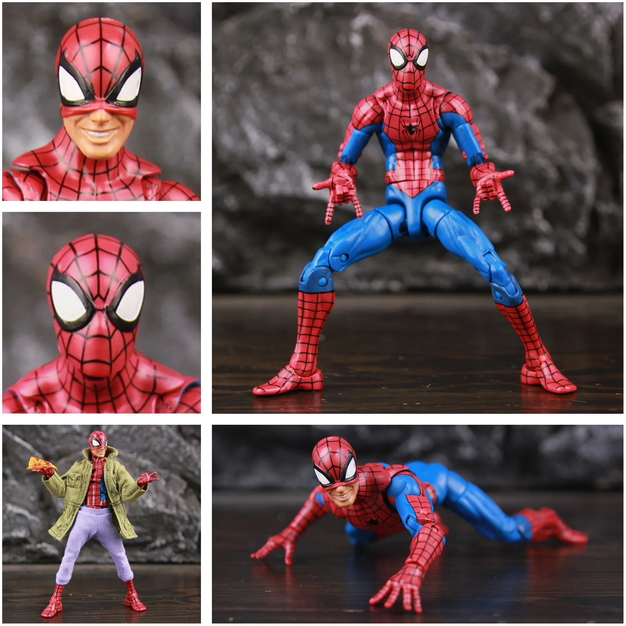Marvel Classic Spider Man 6&quot; Action Figure Clothing Amazing Pizza Red Blue - £29.75 GBP+