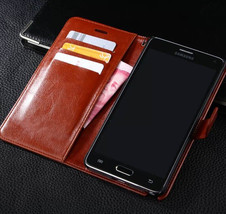 Brown Flip Wallet PU Leather Stand Case Cover For Samsung Galaxy Note II 2 - £14.36 GBP
