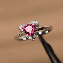 1.75ct Trillion Cut Natural Red Ruby Special Engagement Ring 14K White Gold Over - £62.33 GBP