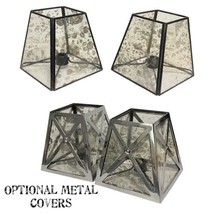 VTG Mercury Glass Metal Square Wall Sconce Shade Set, Chrome Finish, Set... - $46.44