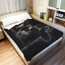 Yisumei Black Cat Throw Blanket Modern Black Decorative Big Eyes Black Cat - £52.74 GBP