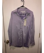 NWT Perry Ellis Portfolio Button Front Dress Mens SZ 15.5 34/35 Purple D... - $12.08 CAD
