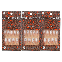Gold Finger Gel Glam Design Nails (3 PACK) - £12.57 GBP