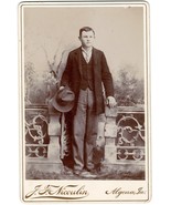 Cabinet Card Photo of Young Man holding his Old Hat 4.25&quot;x6.5&quot; - Algona,... - £9.36 GBP