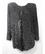 Laurence Kazar S Black Silk Sequins Bugle Beads Formal Evening Jacket Vi... - £44.84 GBP