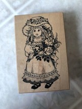 PSX 1990 Victorian Doll / Girl Rubber Stamp Bonnet Flowers G-477 - £10.48 GBP