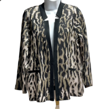 Ming Wang Print Tailored Knit Jacket Animal Women&#39;s L - £57.54 GBP