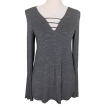 American Eagle Soft &amp; Sexy Tee M Top Black White Stripes LS New - £15.69 GBP