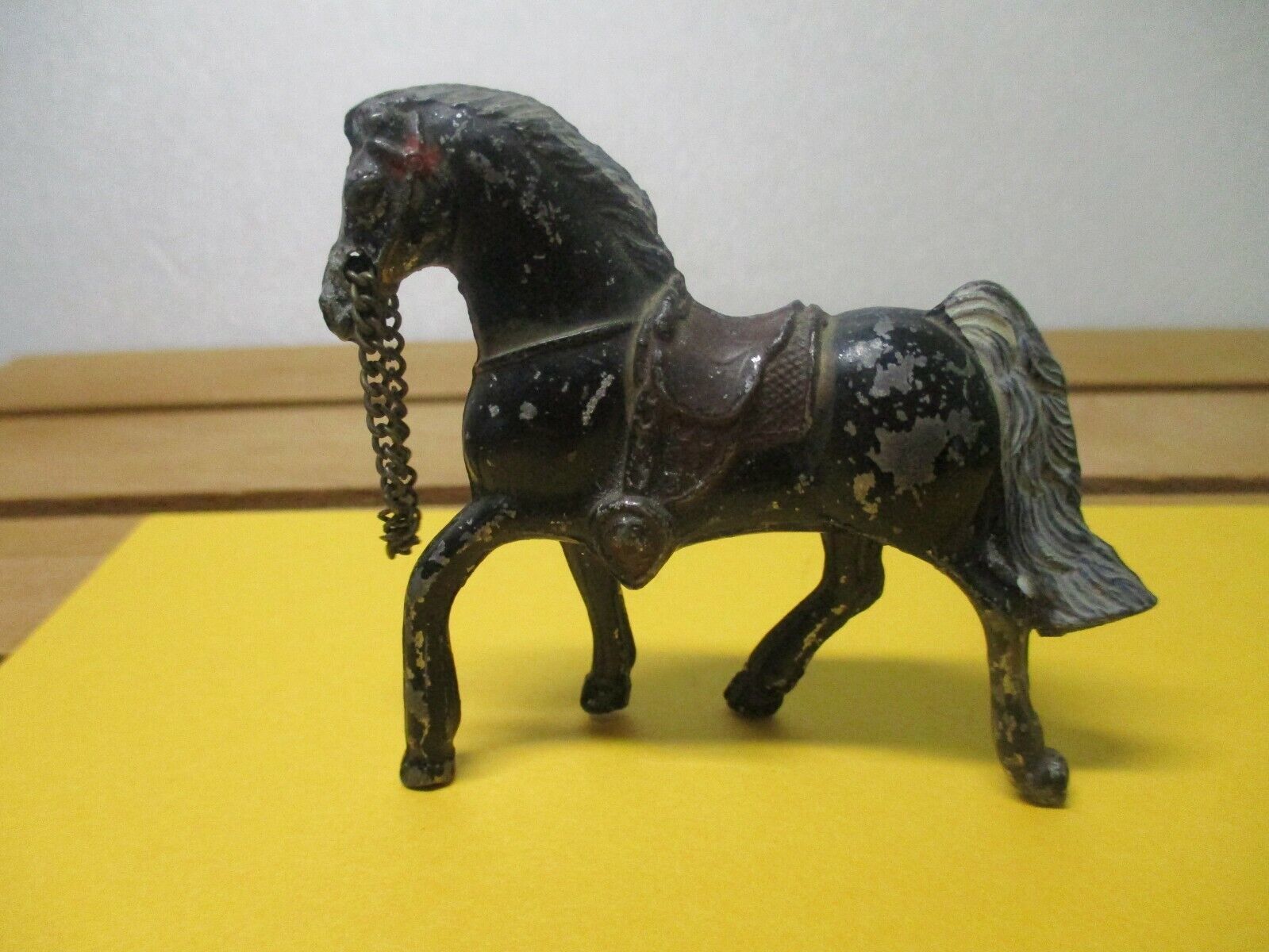 Vintage Die Cast Metal Horse w/Chain Reins, approx. 2.75&quot; Japan - $9.95