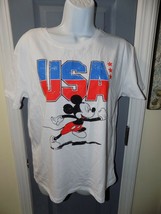 Disney White Short Sleeve Mickey Mouse USA T-Shirt Size M Women&#39;s NEW - £14.35 GBP