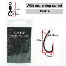 4PCS Carp Rig  Coated Barbed Carp Fishing Hook Ready Tied Ronnie Rig Hook Links  - £38.19 GBP