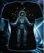 Space Womens T Shirt UV Blacklight Psychedelic Festival Cosmic Goa Rave ... - $25.29