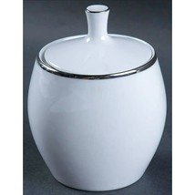 Sugar Bowl &amp; Lid White Silver Serving Sleek Modern Look Bavaria Germany - £20.75 GBP