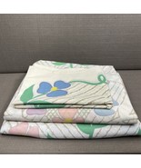 Vintage 1970s Utica Purple Daisy Queen Sheet Set – 2 Flat Sheets + 1 Pil... - $27.55