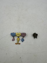 Set of 2 Tweety Bird Pins 1 Triple Heart and 1 Pewter Angel Tweety - £9.63 GBP