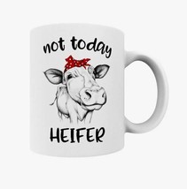 Not Today Heifer Coffee Mug Funny Gift Country Cow Red Bandana - £7.55 GBP+