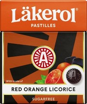 Läkerol Red Orange Licorice 25g, 48-Pack - Swedish Sugar Free Licorice Pastilles - $93.05