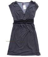 New Womens Wrapper Black White Polka Dot Medium Dress Belt stretch summe... - £11.88 GBP