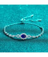 GRA Certified Blue/White Oval Cut Halo 0.5 Carat Moissanite S925 Bracelet - $120.00+